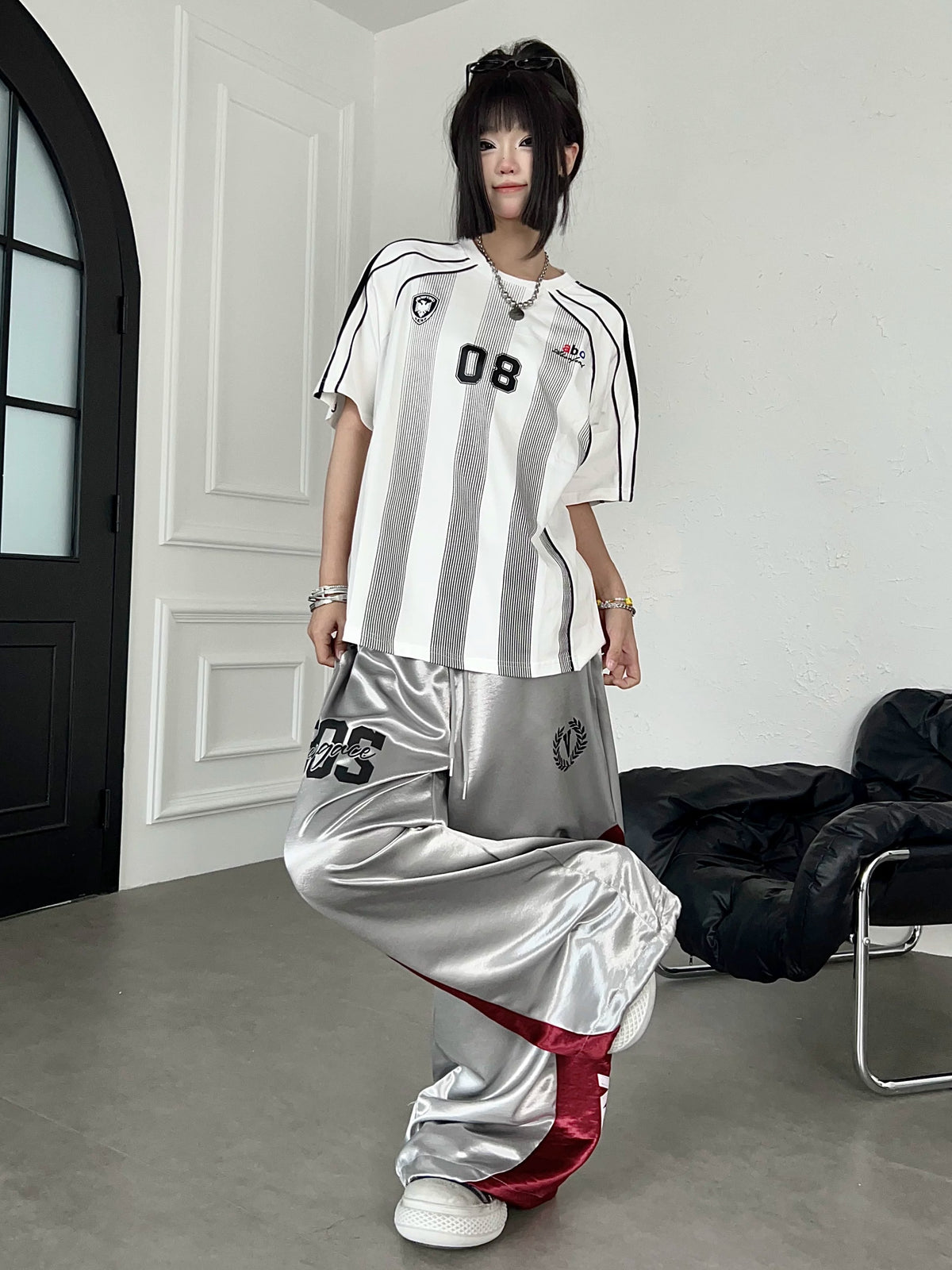 Color-Blocking Gossy Lettered Wide Pants MB7457