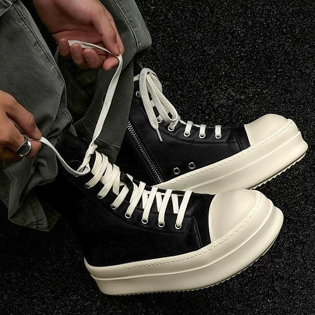High-Top Zipper Design Lace-up Sneaker MB7429
