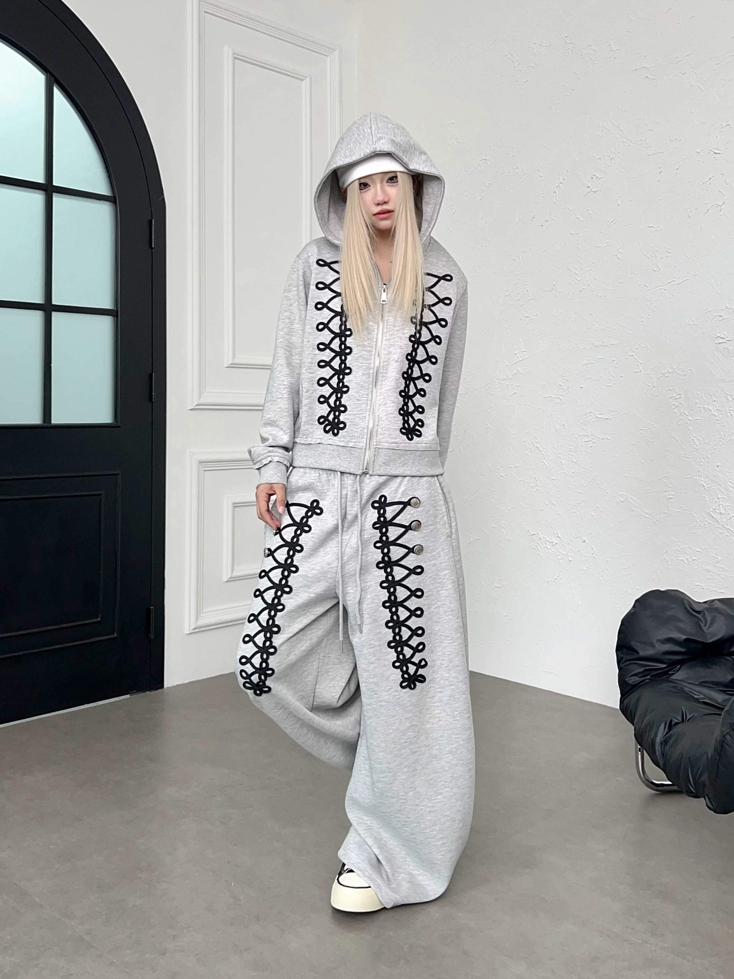 Code Embroidery Zip Hooded Parka MB7442