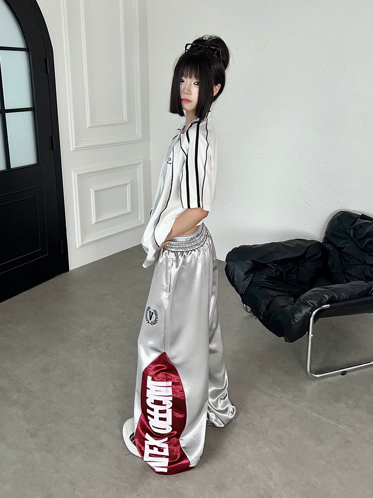 Color-Blocking Gossy Lettered Wide Pants MB7457