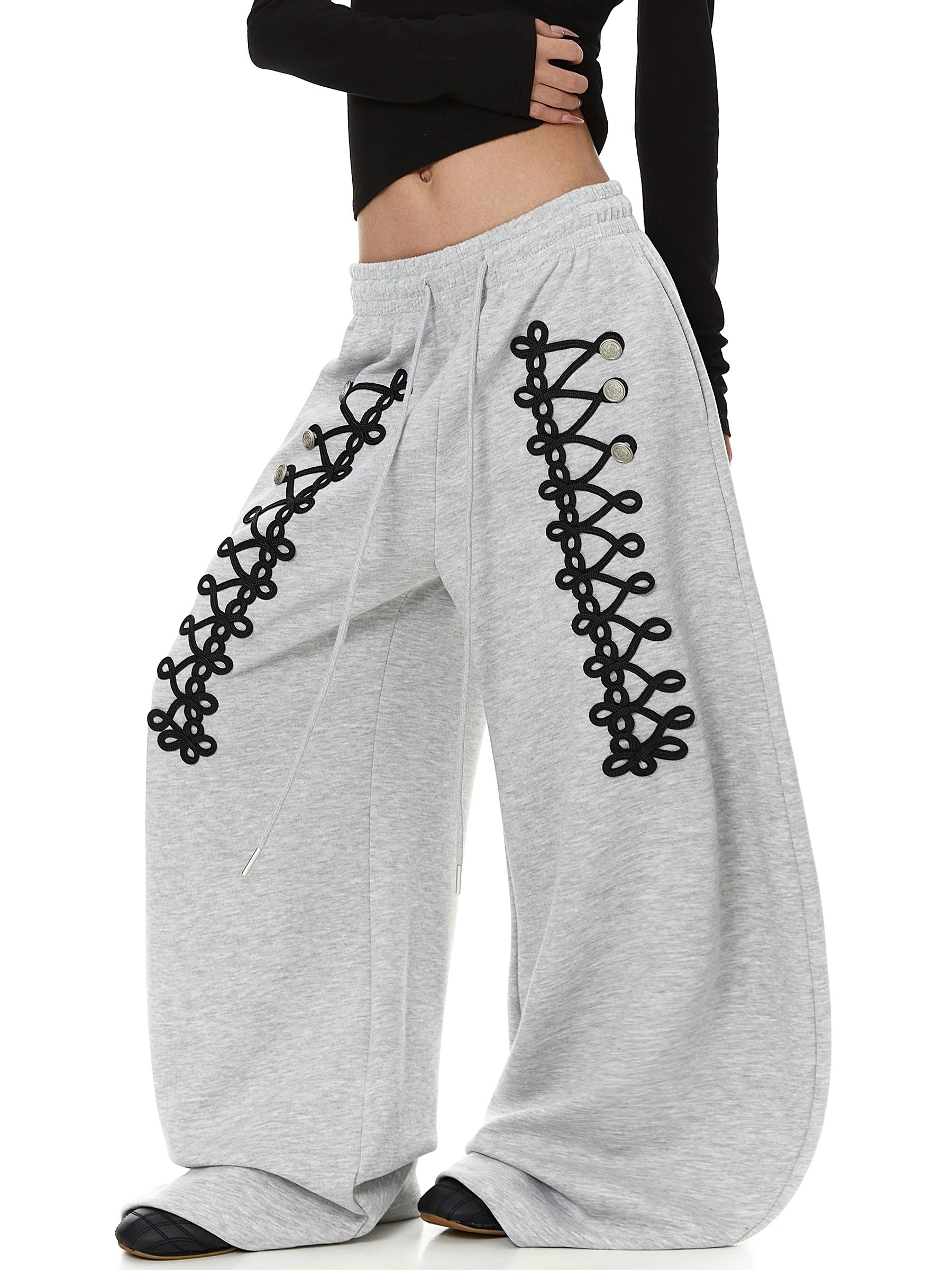 【上下別売り】Lace-Up Design Wide Curve Sweat Pants MB7441
