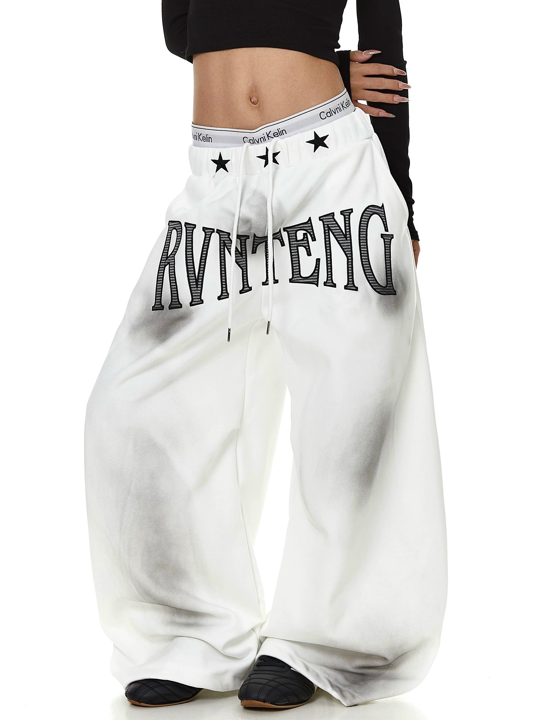 Dirty Dye Embroidered Wide Sweat Pants MB7437