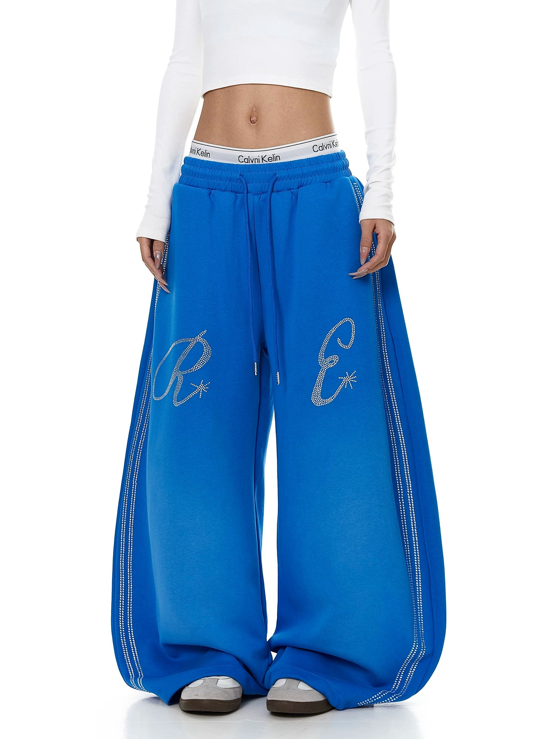Rhinestone-Inspired Wide-leg Sweat Pants MB7438