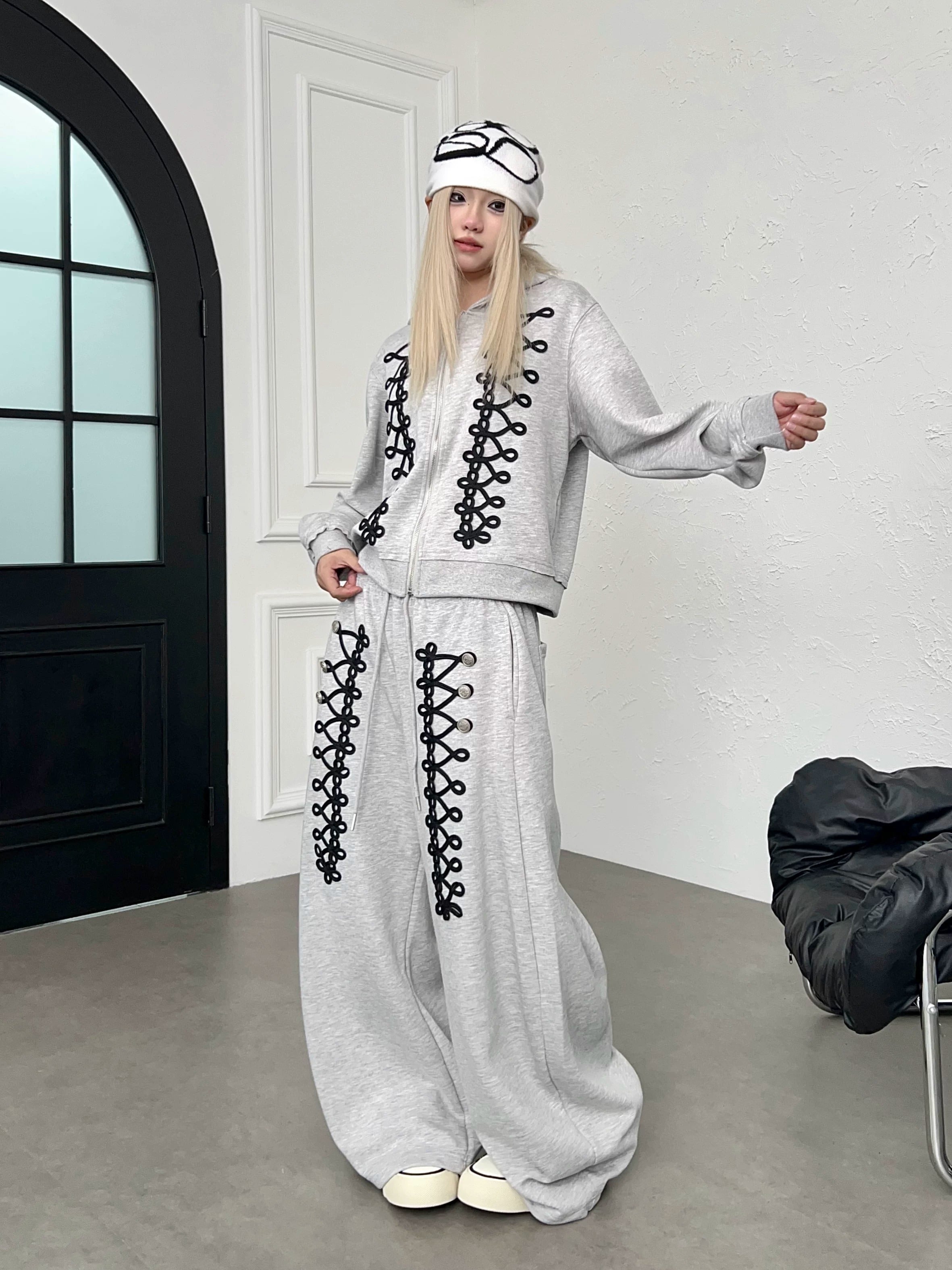 Code Embroidery Zip Hooded Parka MB7442