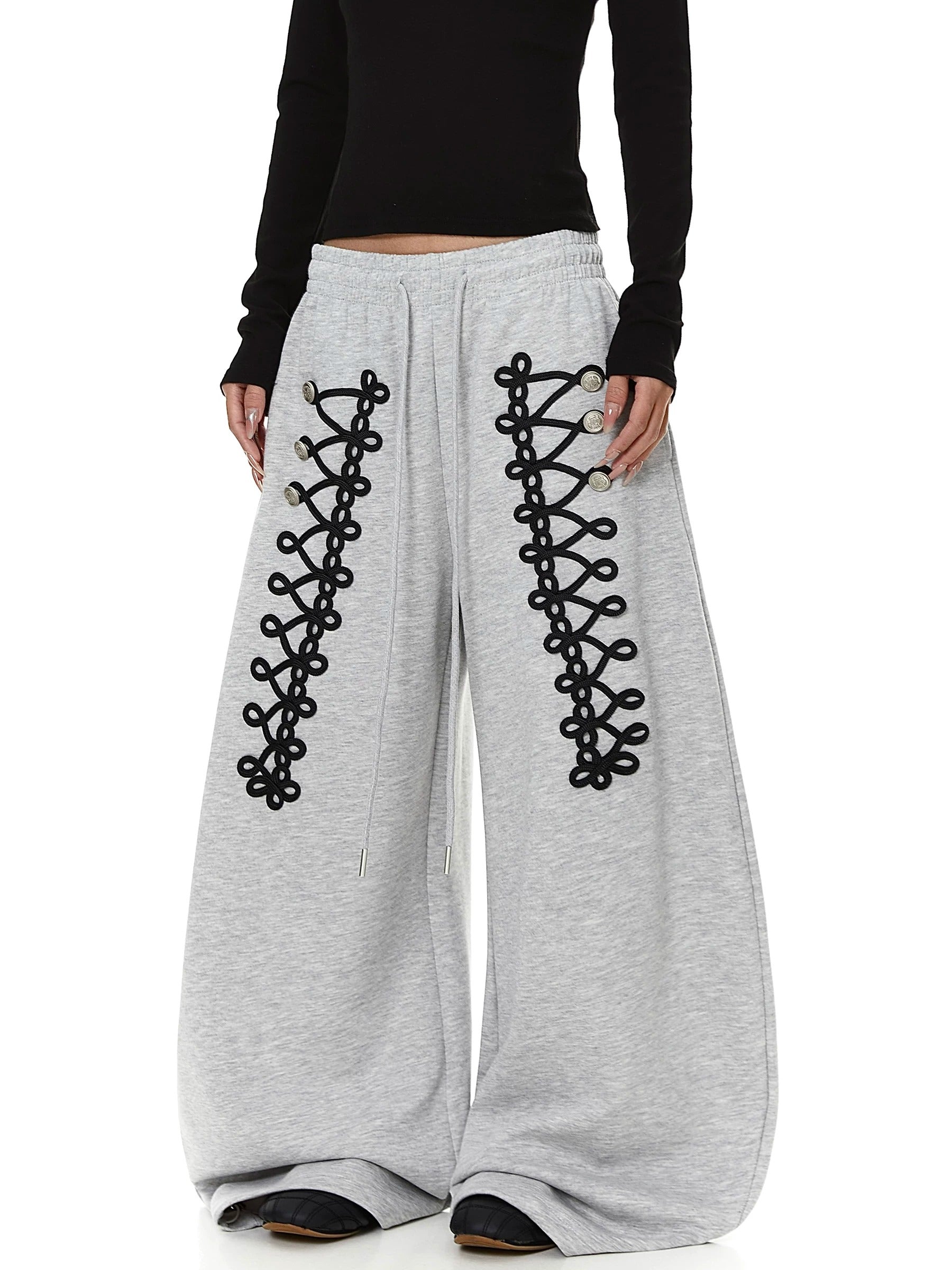 【上下別売り】Lace-Up Design Wide Curve Sweat Pants MB7441