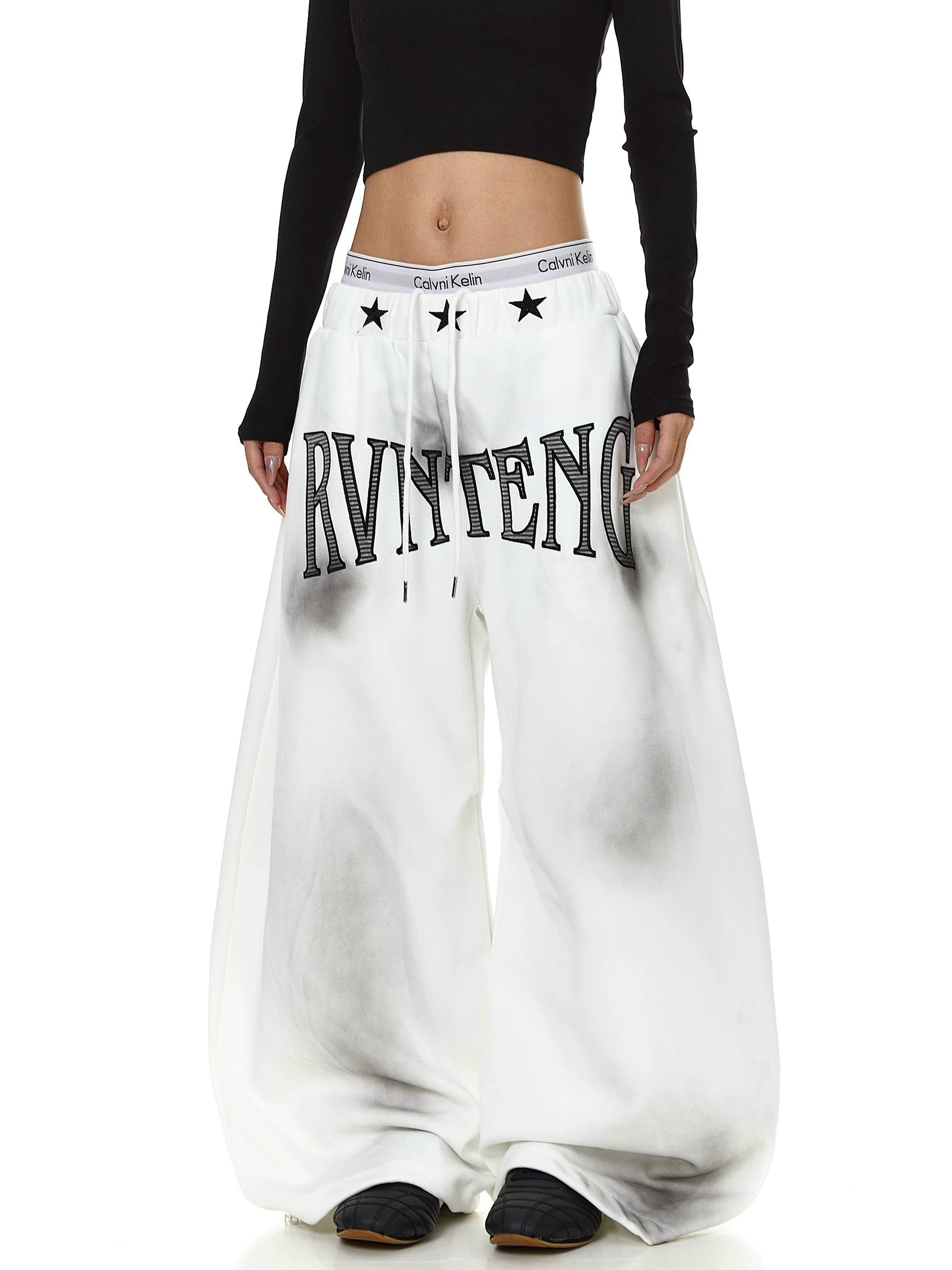 Dirty Dye Embroidered Wide Sweat Pants MB7437