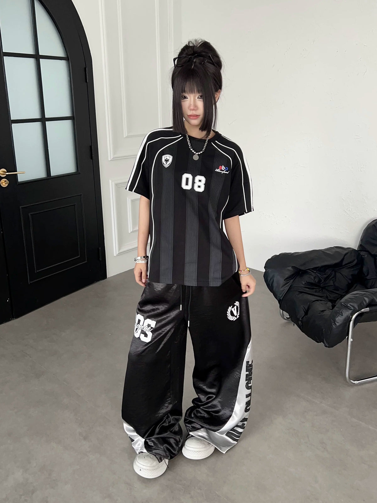 Color-Blocking Gossy Lettered Wide Pants MB7457