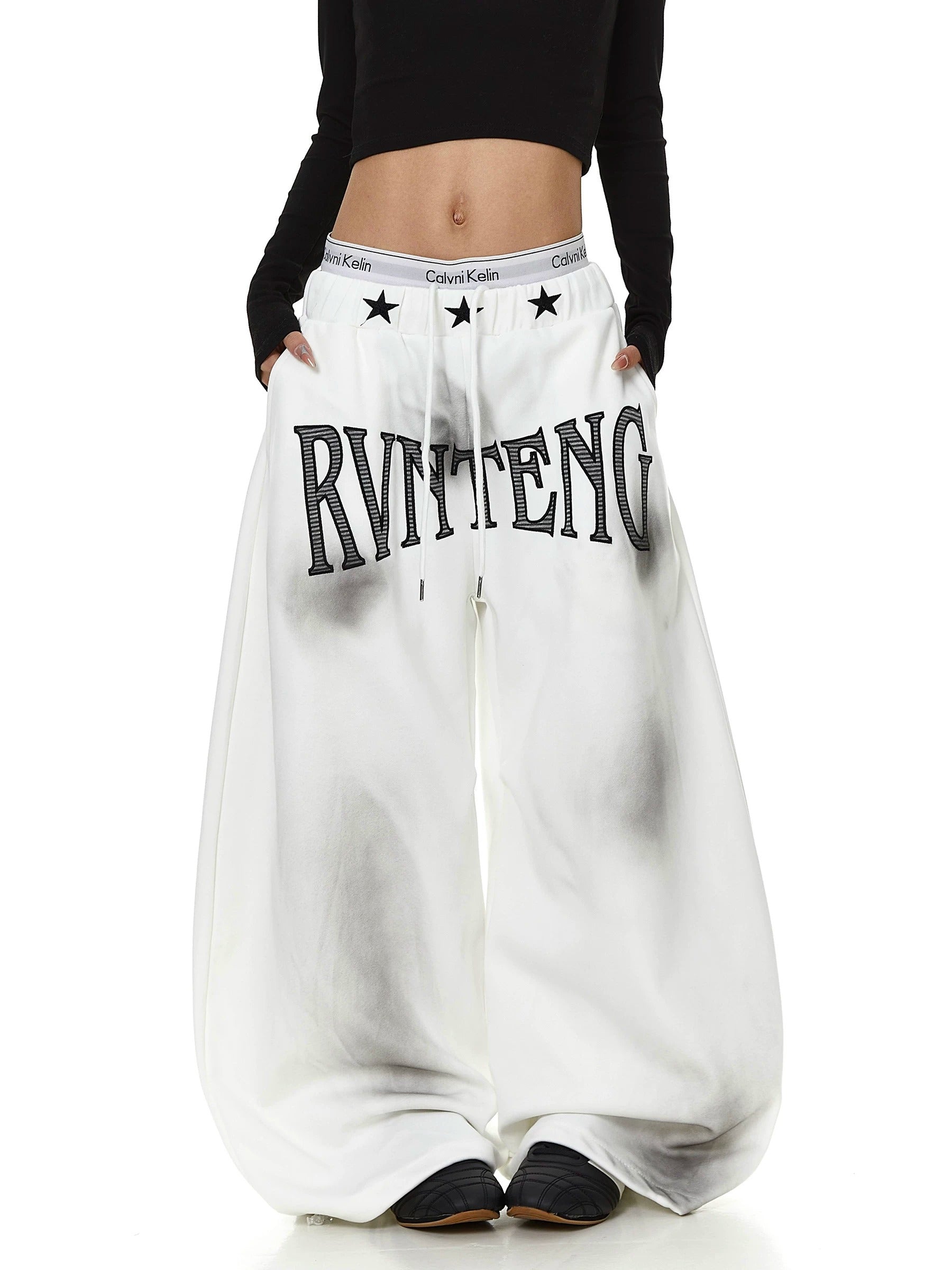 Dirty Dye Embroidered Wide Sweat Pants MB7437