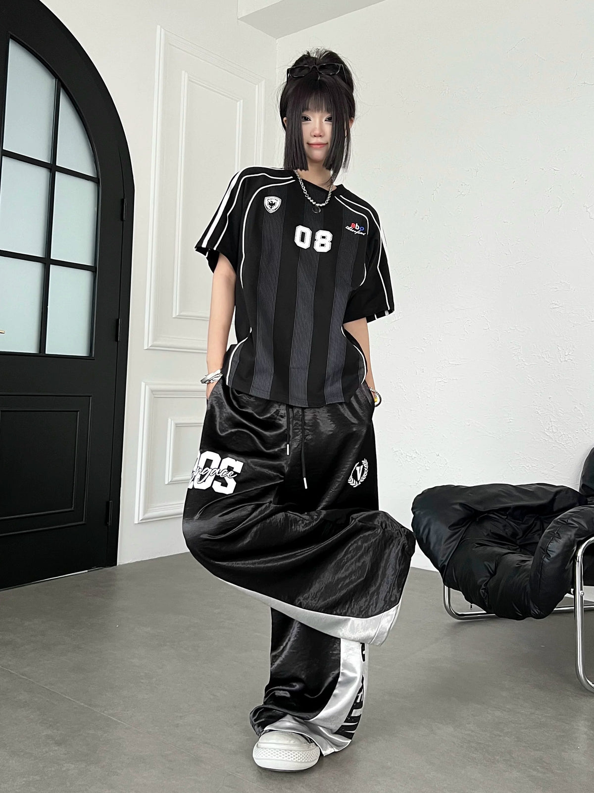 Color-Blocking Gossy Lettered Wide Pants MB7457