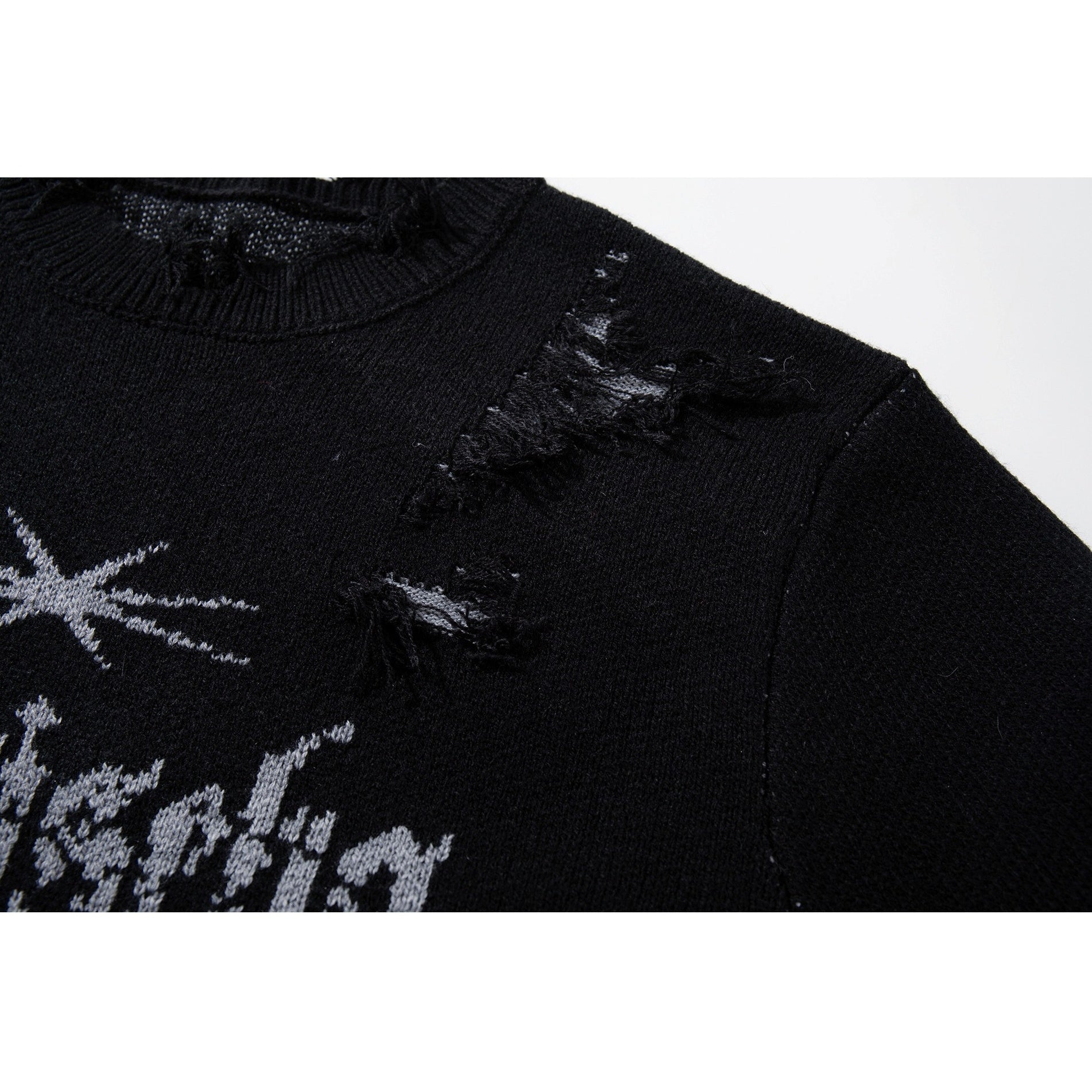 Ripped Tassel Jacquard Sweater MB7417