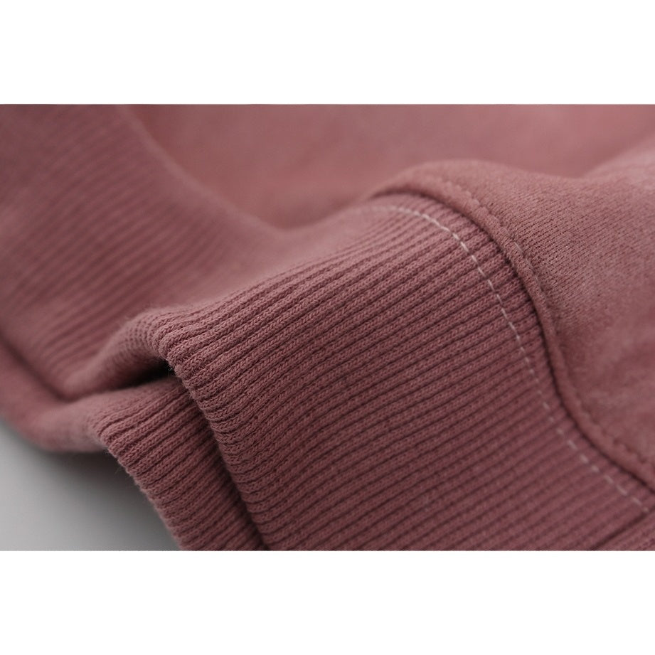 Letter Embroidered Suede Like Zipper Hoodie MB7435
