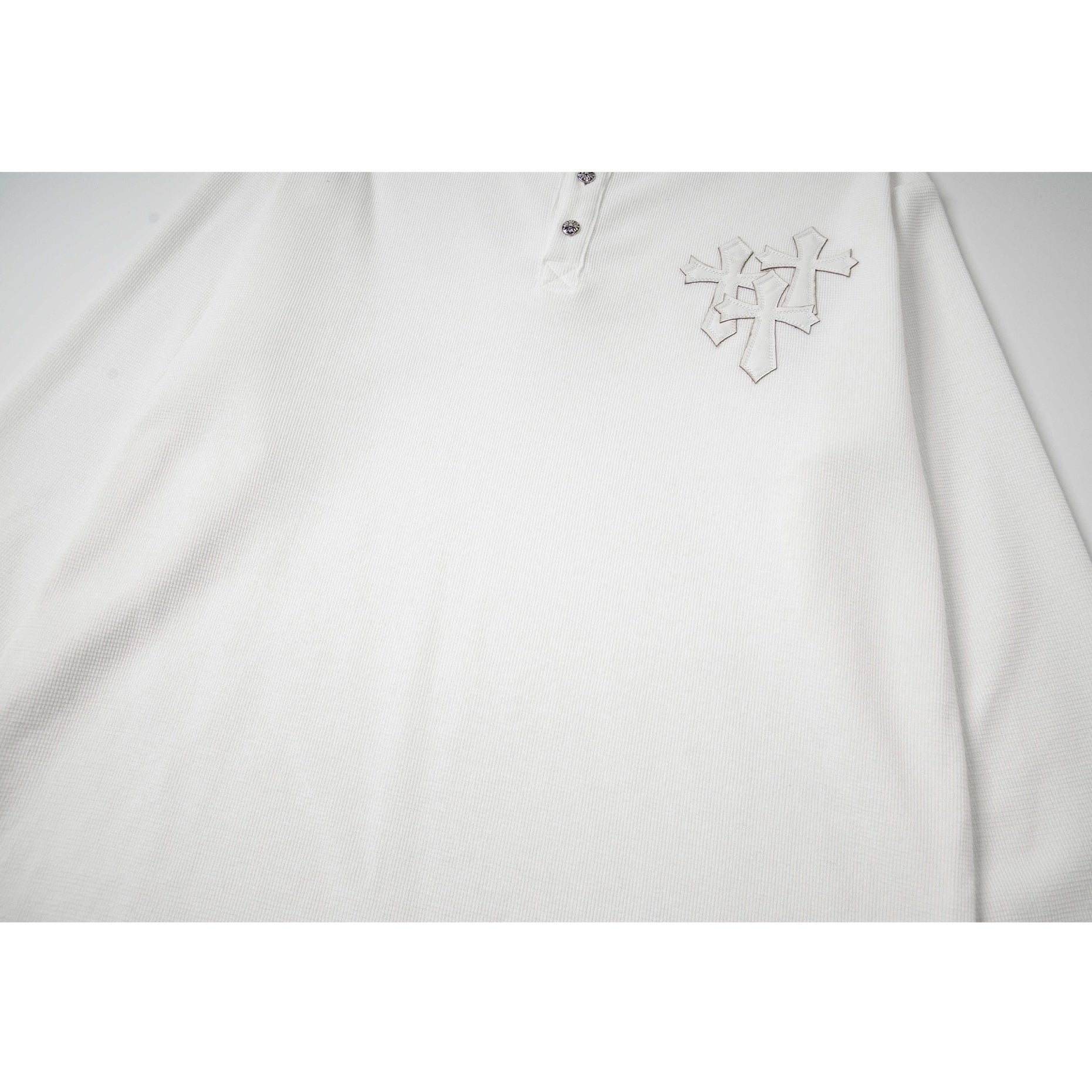 Cross Patchwork Waffle Henry Long Sleeve T-Shirt MB7421