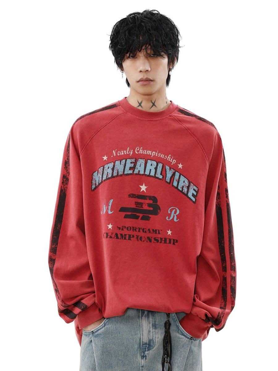 Letter Print Oversize Long Sleeve T-Shirt MB7316