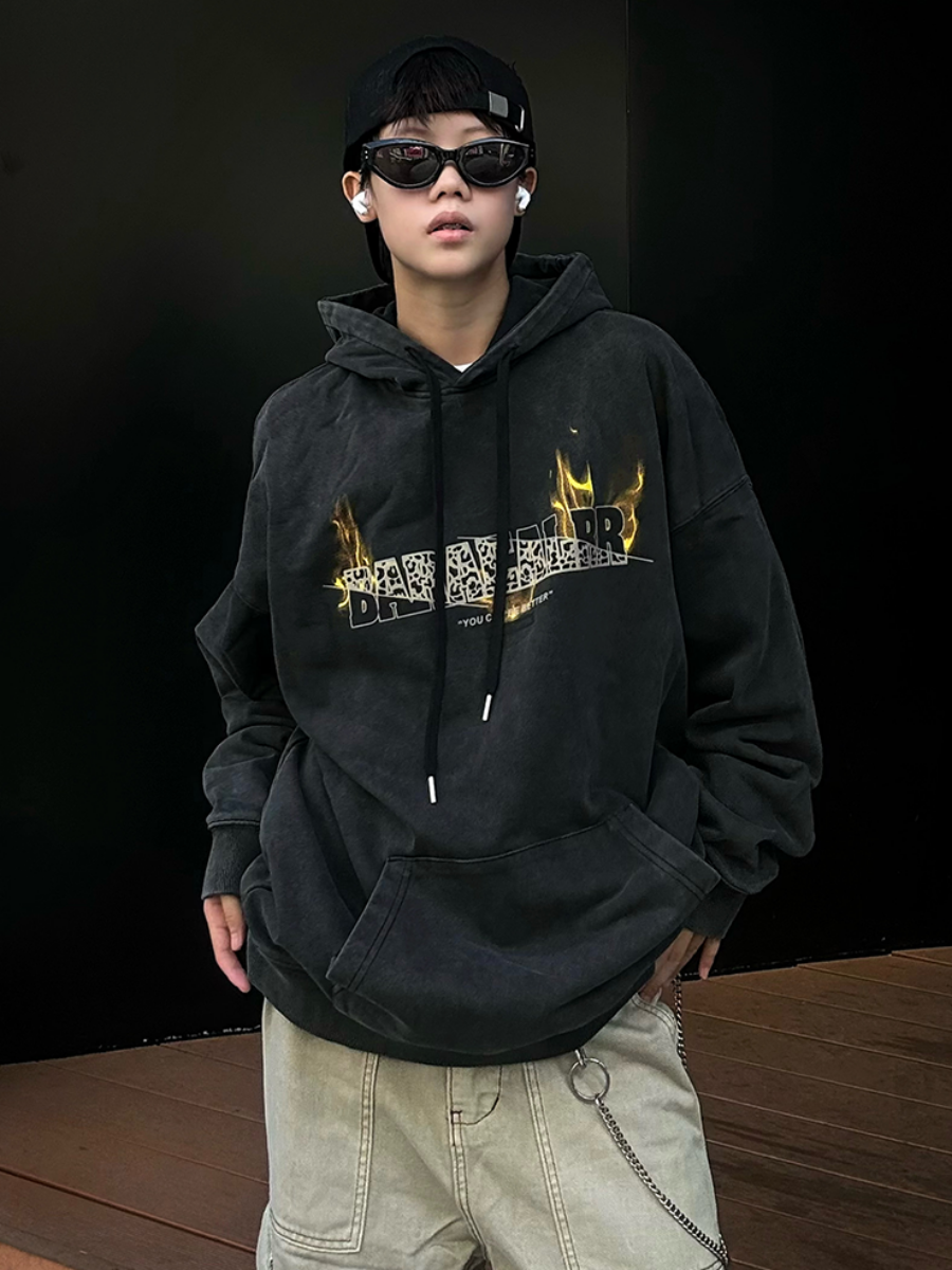Flame Monogram Print Hoodie MB7131