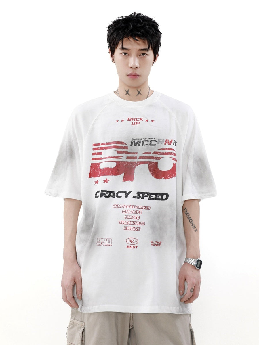 Vintage Distressed Dirty Lettered Print T-Shirt MR033