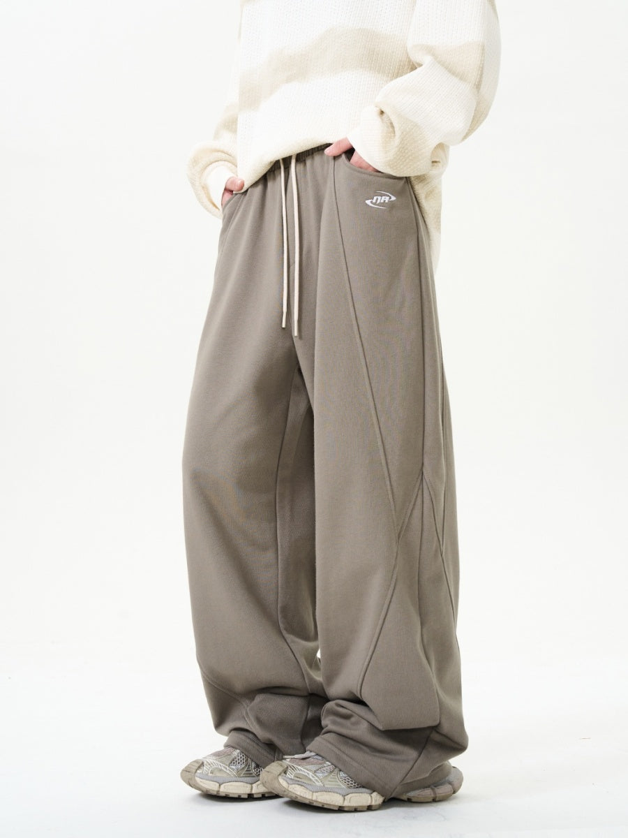 Embroidery Split Loose Straight Sweatpants NA7011