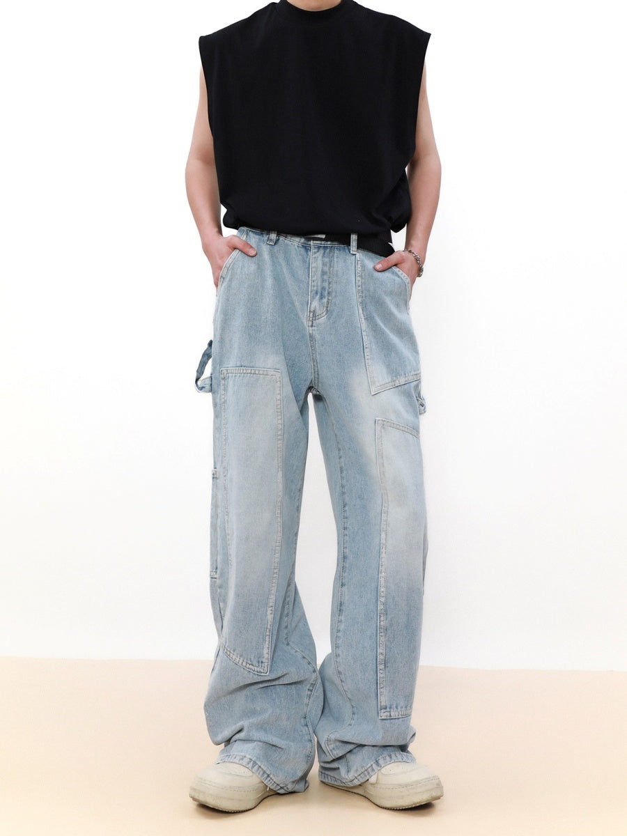 Retro Wash Spliced Loose Baker Jeans MB7053