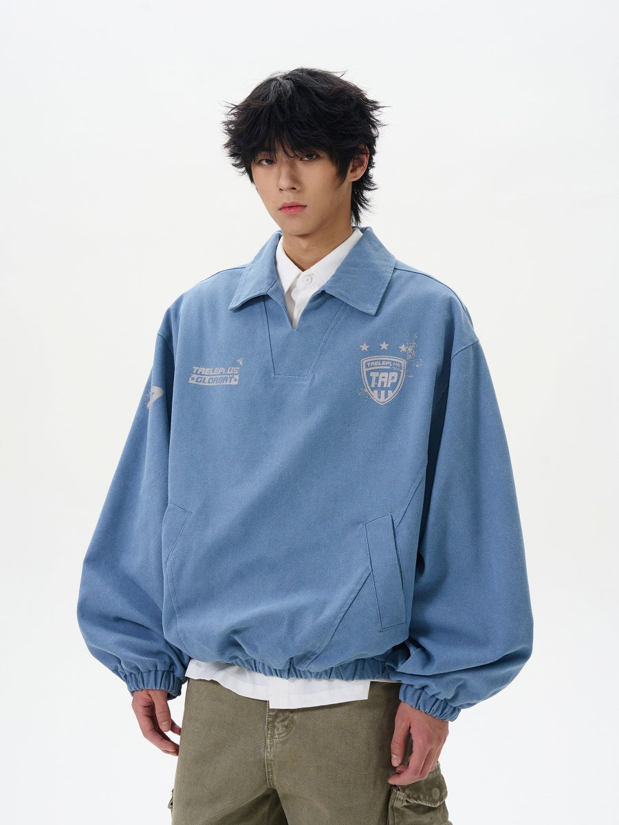 Polo Collar College Style Loose Pullover MB7346
