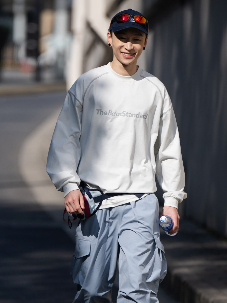 Line Contrast Loose Casual Long Sleeve T-shirt BI2007