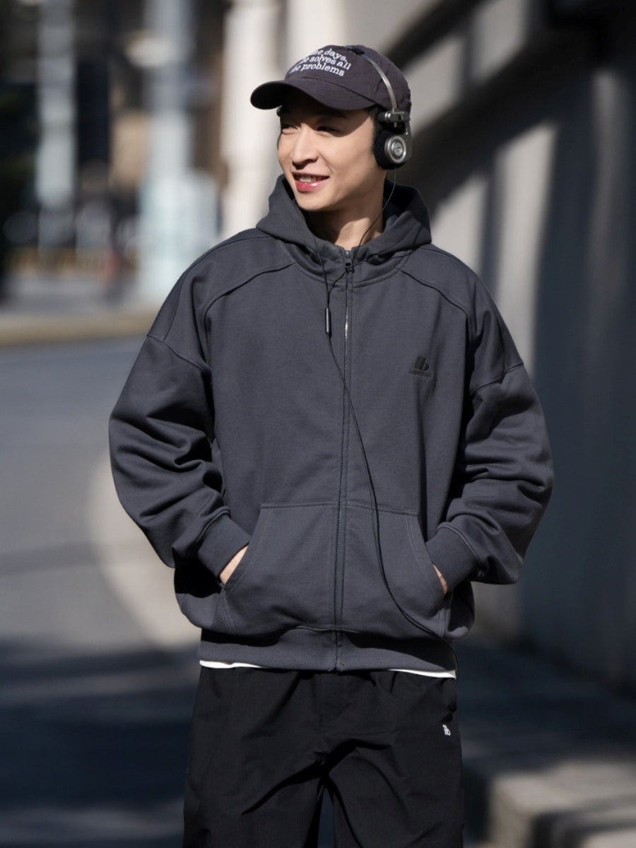 Stitching Design Dropped-shoulder Hooded Jacket BI2008