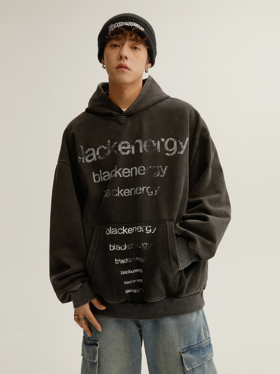Distressed Letter Print Hoodie MB7105