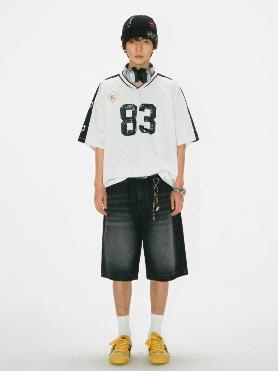 Contrast Stitching V-Neck T-Shirt NA7012