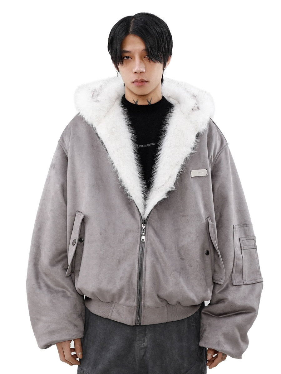 Reversible Fur ZIP-Up Hooded Blouson MB7315
