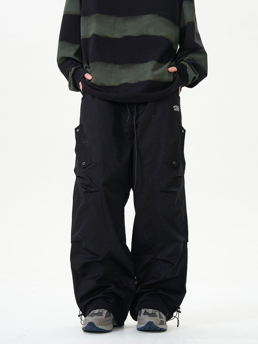 Curve Stitch Switching Pleated Cargo Pants NR7003