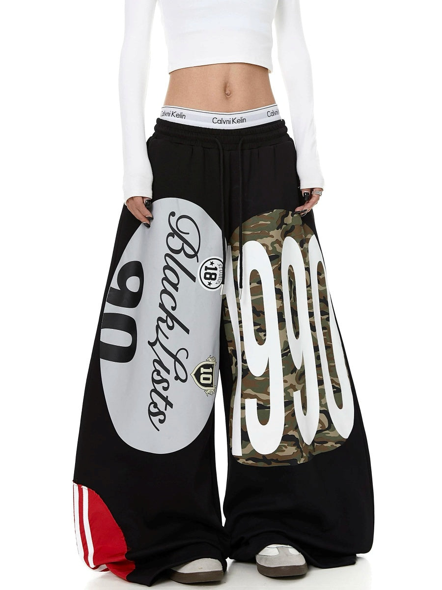 Circle Graffiti Wide Curved Sweat Pants MB7454