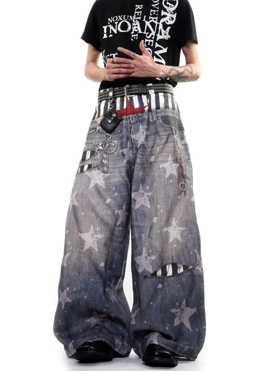 Star Printed Double-Waist Curve Jeans MB7424