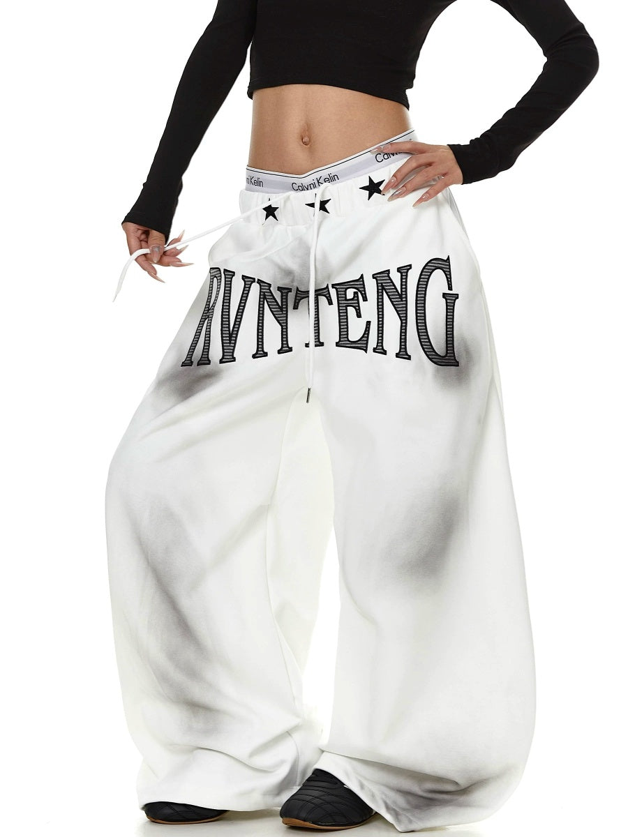 Dirty Dye Embroidered Wide Sweat Pants MB7437