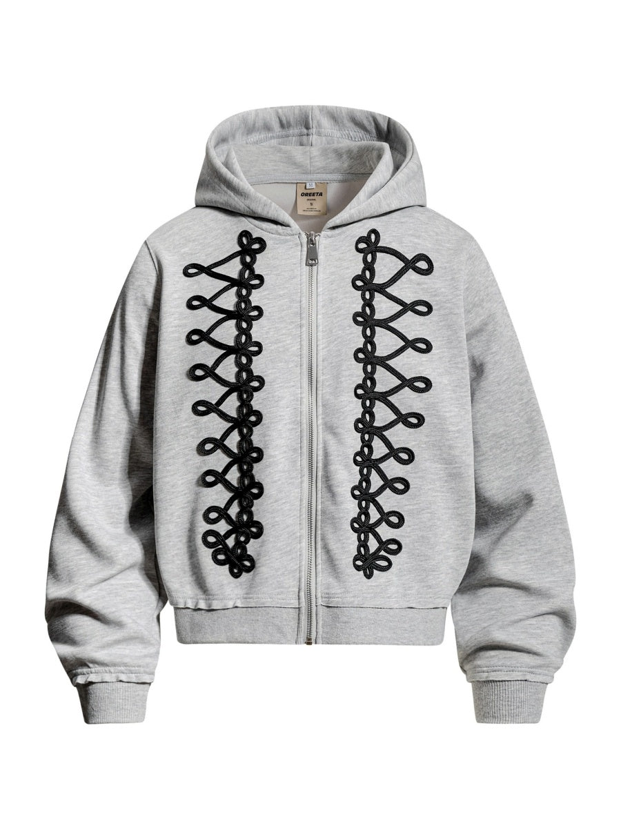 Code Embroidery Zip Hooded Parka MB7442