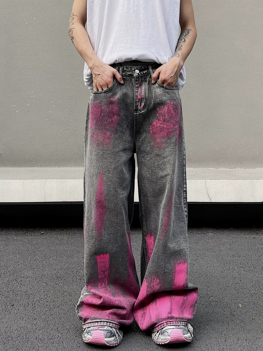 Paint Like Graffiti Wide-leg Jeans MB7433