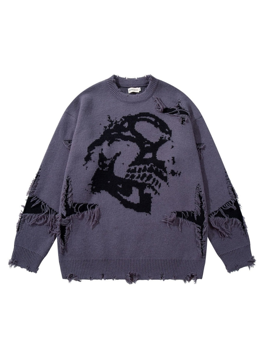 Damaged Skull Jacquard Sweater MB7416