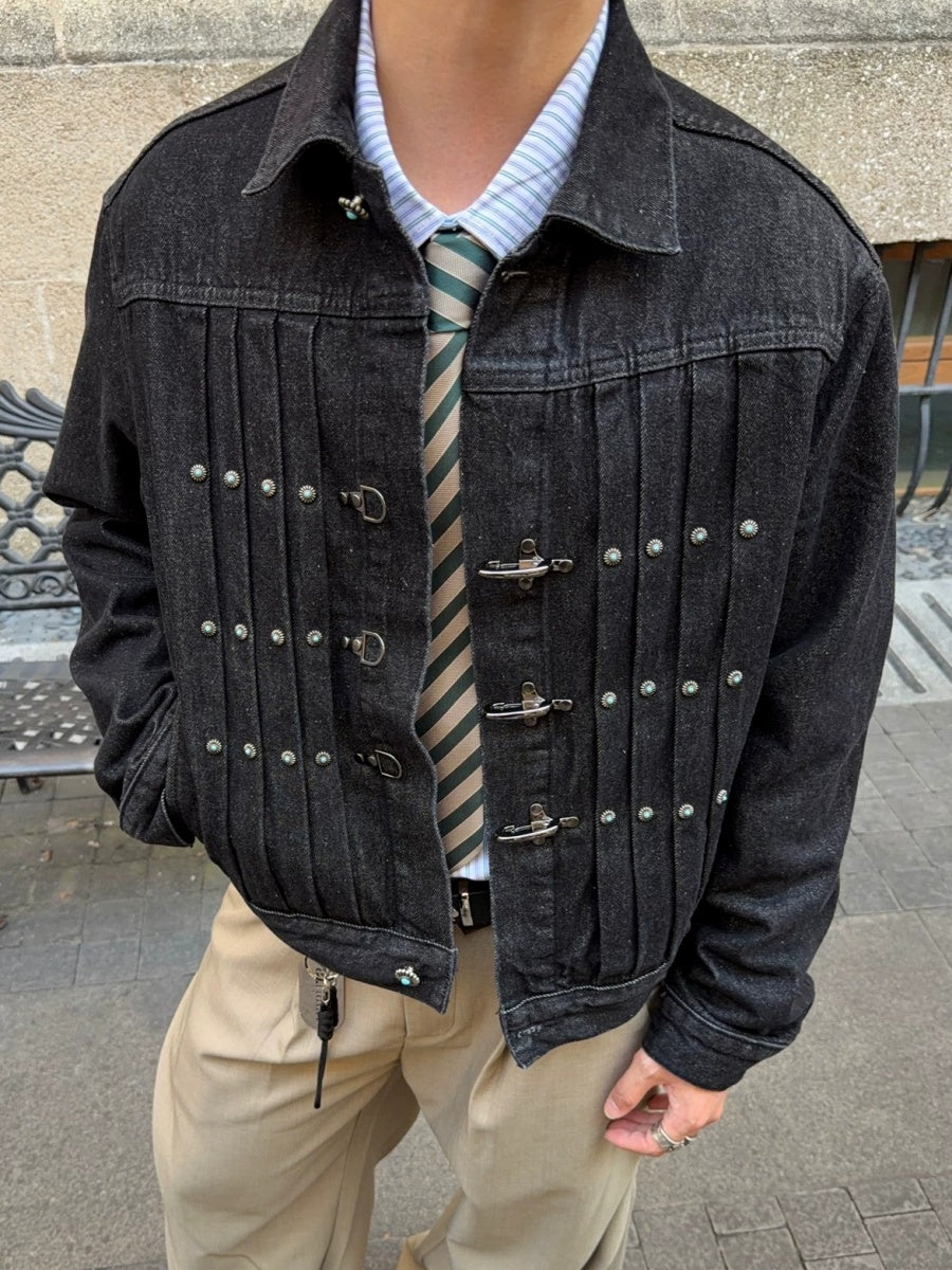 Western Detalied Metal Buckle Denim Jacket MB7396