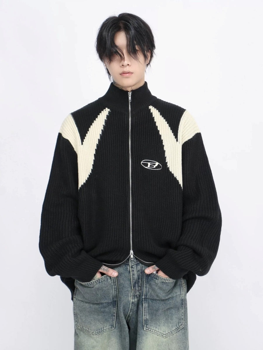 Color-Blocking Knitted Zip Jacket MB7418